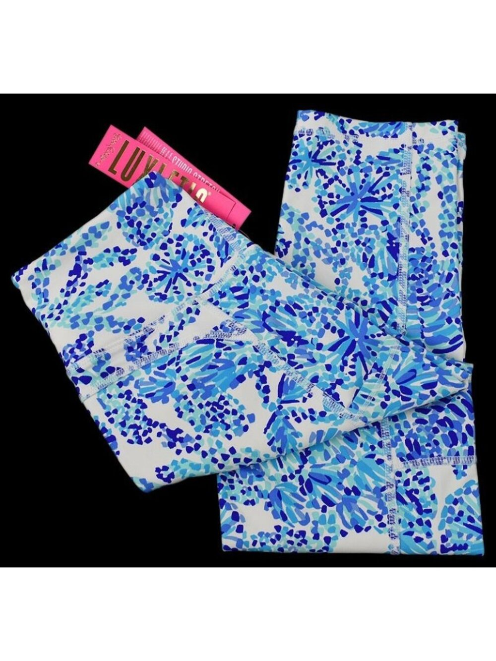 LILLY PULITZER LUXLETIC Turquoise Oasis WEEKENDER High Rise Crop Leggings XS NWT
